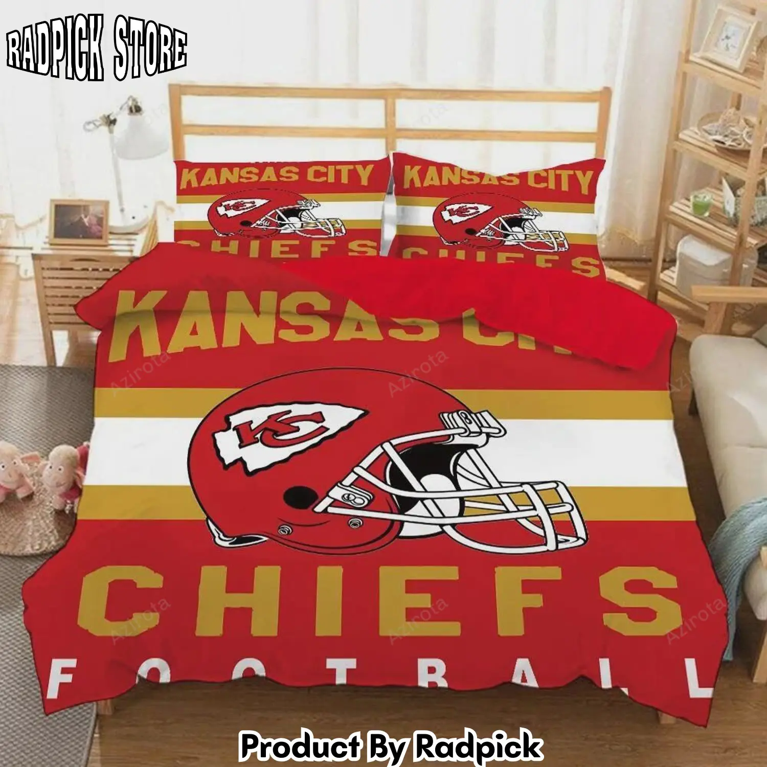 Radpick v6 kansas city chiefs 4 duvet cover quilt cover pillowcase bedding rp327534